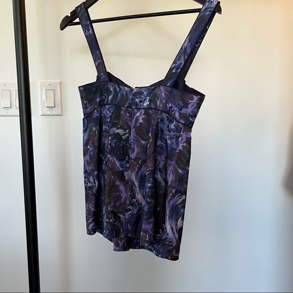 Rebecca Taylor Top | Silk bralette | Purple with pattern, 2 - Picture 2 of 9